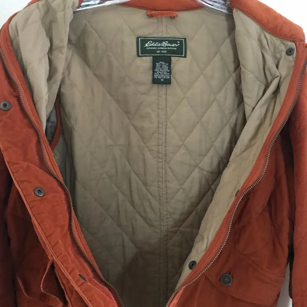 Vintage Eddie Bauer Quilted Jacket, Rust Colored, Size Medium - Picture 3 of 9